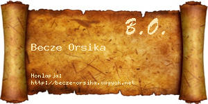 Becze Orsika névjegykártya
